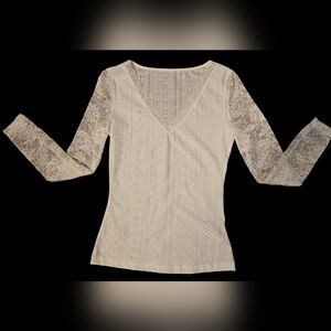 White lace and eyelet blouse
